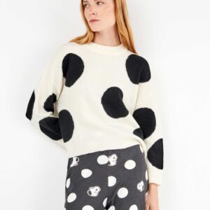 Jersey tricot maxitopos en blanco y negro